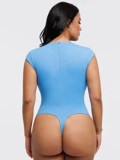 Shapewear V Neck Cap Sleeve Tummy Control Bodysuit