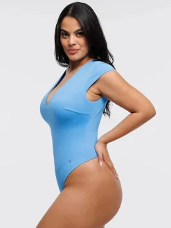 Shapewear V Neck Cap Sleeve Tummy Control Bodysuit