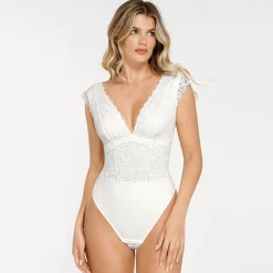 Shapewear V-neck Sleeveless Sculpting Lace Bodysuit