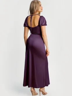 Square Neck Slimming Sculpting Maxi Dress with Sleeves