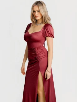 Square Neck Slimming Sculpting Maxi Dress with Sleeves