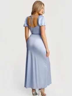 Square Neck Slimming Sculpting Maxi Dress with Sleeves