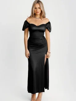 Square Neck Slimming Sculpting Maxi Dress with Sleeves
