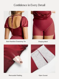 Square Neck Slimming Sculpting Maxi Dress with Sleeves