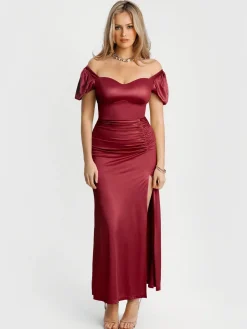 Square Neck Slimming Sculpting Maxi Dress with Sleeves