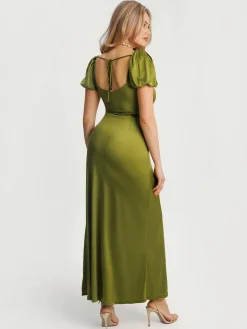 Square Neck Slimming Sculpting Maxi Dress with Sleeves
