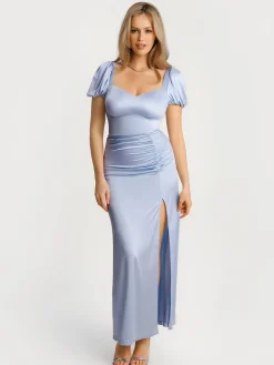 Square Neck Slimming Sculpting Maxi Dress with Sleeves