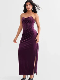 Strapless Velvet Ruched Sculpting Corset Gown
