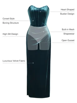 Strapless Velvet Ruched Sculpting Corset Gown