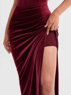 Strapless Velvet Ruched Sculpting Corset Gown