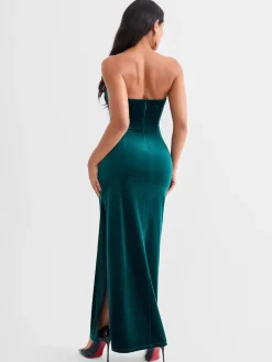 Strapless Velvet Ruched Sculpting Corset Gown