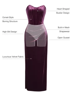 Strapless Velvet Ruched Sculpting Corset Gown