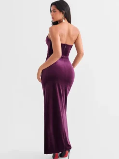 Strapless Velvet Ruched Sculpting Corset Gown