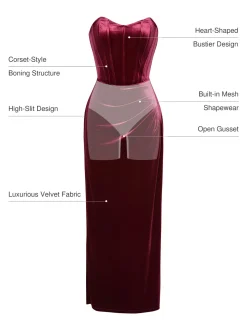 Strapless Velvet Ruched Sculpting Corset Gown