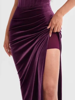 Strapless Velvet Ruched Sculpting Corset Gown