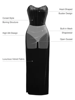 Strapless Velvet Ruched Sculpting Corset Gown