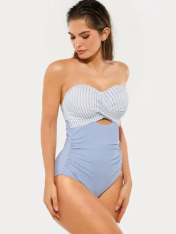 Twist & Shirred Sculpting One-Piece with Removable Straps