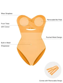 Twist & Shirred Sculpting One-Piece with Removable Straps
