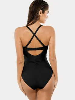 Twist & Shirred Sculpting One-Piece with Removable Straps