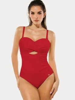 Twist & Shirred Sculpting One-Piece with Removable Straps
