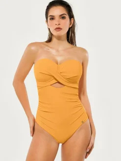 Twist & Shirred Sculpting One-Piece with Removable Straps