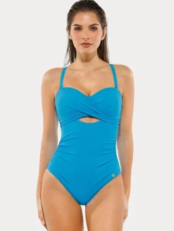 Twist & Shirred Sculpting One-Piece with Removable Straps