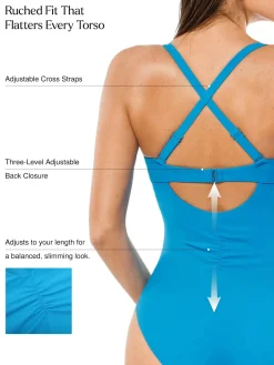Twist & Shirred Sculpting One-Piece with Removable Straps