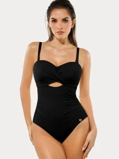Twist & Shirred Sculpting One-Piece with Removable Straps