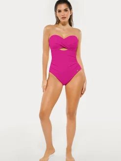 Twist & Shirred Sculpting One-Piece with Removable Straps