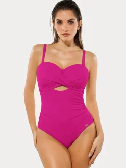 Twist & Shirred Sculpting One-Piece with Removable Straps