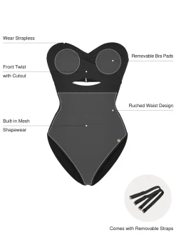 Twist & Shirred Sculpting One-Piece with Removable Straps