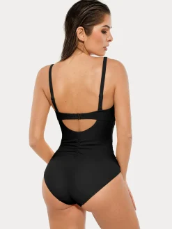 Twist & Shirred Sculpting One-Piece with Removable Straps