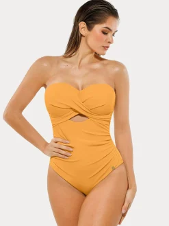 Twist & Shirred Sculpting One-Piece with Removable Straps