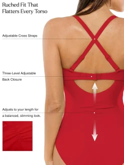 Twist & Shirred Sculpting One-Piece with Removable Straps