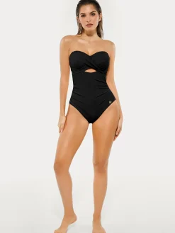 Twist & Shirred Sculpting One-Piece with Removable Straps