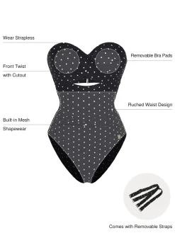 Twist & Shirred Sculpting One-Piece with Removable Straps