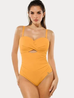 Twist & Shirred Sculpting One-Piece with Removable Straps