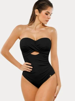 Twist & Shirred Sculpting One-Piece with Removable Straps
