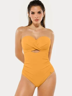 Twist & Shirred Sculpting One-Piece with Removable Straps