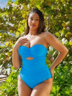 Twist & Shirred Sculpting One-Piece with Removable Straps