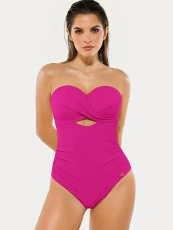 Twist & Shirred Sculpting One-Piece with Removable Straps