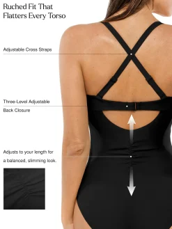 Twist & Shirred Sculpting One-Piece with Removable Straps