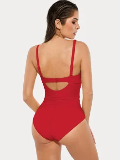 Twist & Shirred Sculpting One-Piece with Removable Straps