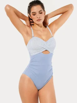 Twist & Shirred Sculpting One-Piece with Removable Straps