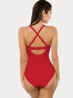 Twist & Shirred Sculpting One-Piece with Removable Straps