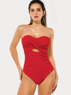 Twist & Shirred Sculpting One-Piece with Removable Straps