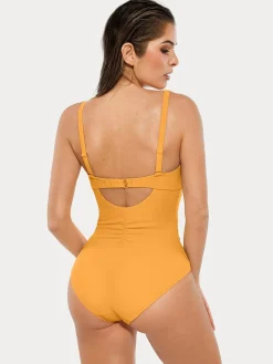 Twist & Shirred Sculpting One-Piece with Removable Straps