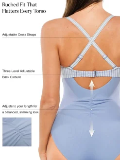 Twist & Shirred Sculpting One-Piece with Removable Straps