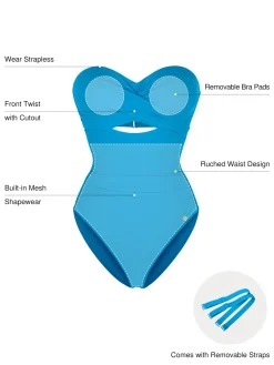 Twist & Shirred Sculpting One-Piece with Removable Straps