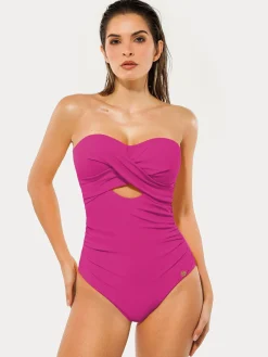 Twist & Shirred Sculpting One-Piece with Removable Straps